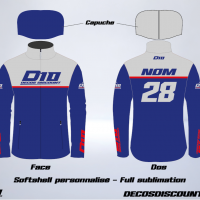Softshell d10 bleu gris rouge web