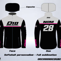Softshell d10 noir gris rose web