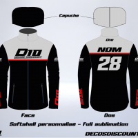Softshell d10 noir gris rouge web
